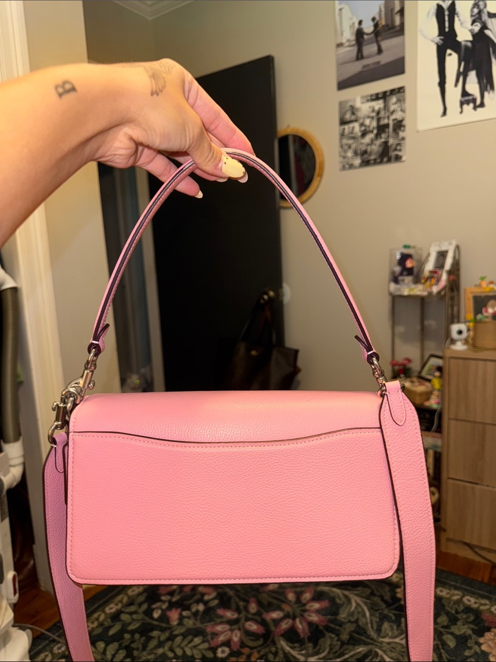 Pink Shoulder Bag with Signature C Accent - Picture 2 of 5